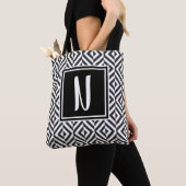 Monogram Zwart & Wit Diamant Patroon Tote Bag (Dichtbij)