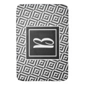 Monogram zwart-wit diamantpatroon badmat (Voorkant Verticaal)