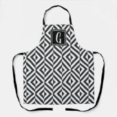 Monogram zwart-wit diamantpatroon schort (Voorkant)