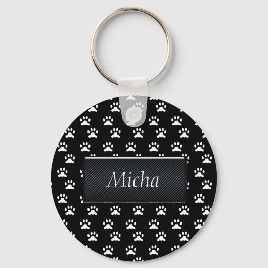 Monogram zwart-wit dog sleutelhanger (Voorkant)