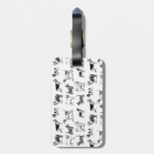 Monogram zwart-wit  duogpatroon bagagelabel (Achterkant verticaal)