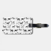 Monogram zwart-wit  duogpatroon bagagelabel (Achterkant horizontaal)