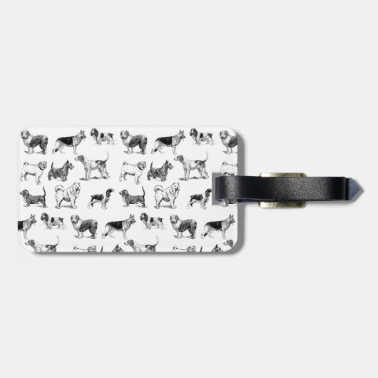 Monogram zwart-wit  duogpatroon bagagelabel (Achterkant horizontaal)