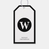 Monogram zwart-wit, eenvoudig minimalistisch cirke cadeaulabel (Voorkant)