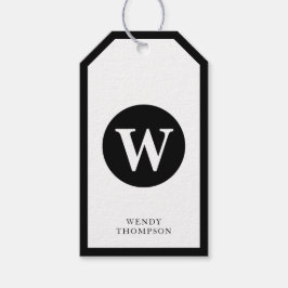Monogram zwart-wit, eenvoudig minimalistisch cirke cadeaulabel