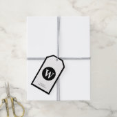 Monogram zwart-wit, eenvoudig minimalistisch cirke cadeaulabel (Met Touw)