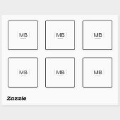 Monogram Zwart Wit Eenvoudig Professioneel Vierkante Sticker (Vel)