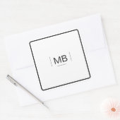 Monogram Zwart Wit Eenvoudig Professioneel Vierkante Sticker (Envelop)