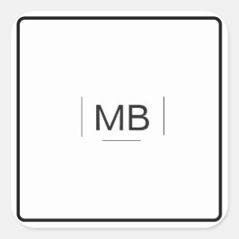 Monogram Zwart Wit Eenvoudige Professioneel Vierkante Sticker