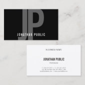 Monogram Zwart Wit Eenvoudige Sjabloon Professione Visitekaartje (Voorkant / Achterkant)