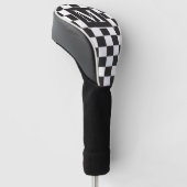 Monogram zwart-wit Elegant Checkerboard Golfheadcover (Schuin)