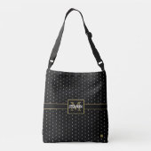 Monogram zwart-wit en goudflespatroon crossbody tas (Achterkant)