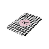 Monogram Zwart, Wit en Pastel Roze Houndstooth Badmat (Gekanteld)