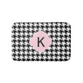 Monogram Zwart, Wit en Pastel Roze Houndstooth Badmat (Voorkant)