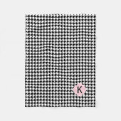 Monogram Zwart, Wit en Pastel Roze Houndstooth Fleece Deken (Voorkant)