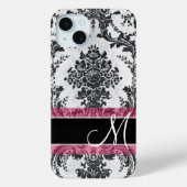 Monogram zwart-wit en roze grijpdruk Case-Mate iPhone case (Achterkant)