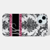 Monogram zwart-wit en roze grijpdruk Case-Mate iPhone case (Achterkant (horizontaal))