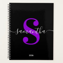 Monogram zwart wit en Violet modern Planner