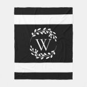 Monogram zwart-wit fleece deken (Voorkant)