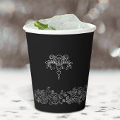 Monogram zwart wit fleur de lis bruiloft papieren bekers