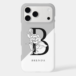 Monogram zwart-wit Floral-alfabet