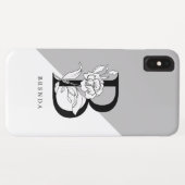 Monogram zwart-wit Floral-alfabet Case-Mate iPhone Case (Achterkant (horizontaal))