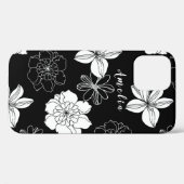 Monogram zwart-wit Floral Case-Mate iPhone Case (Achterkant (horizontaal))