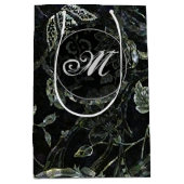 Monogram Zwart-wit  Floral GIft Bag Medium Cadeauzakje (Voorkant)