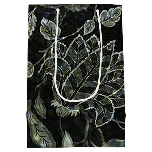 Monogram Zwart-wit  Floral GIft Bag Medium Cadeauzakje (Achterkant)