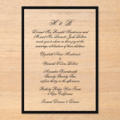 Monogram Zwart & Wit Formeel Lijst Bruiloft Acryl Uitnodigingen (Voorkant)