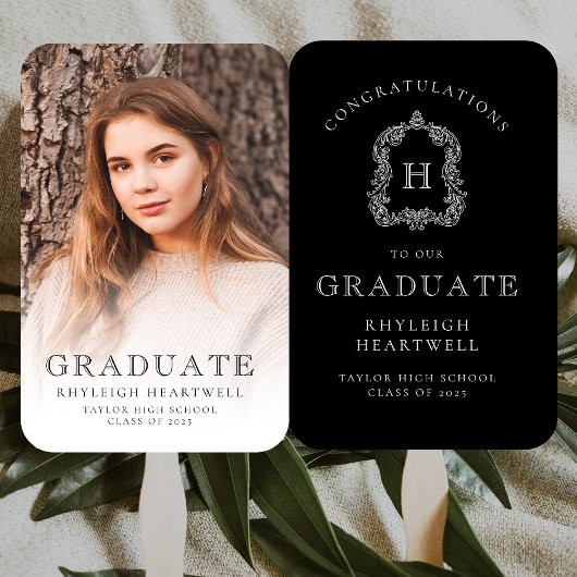 Monogram Zwart Wit Foto Afstuderen Handwaaier