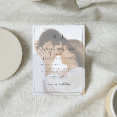 Monogram Zwart-wit Foto Overlay Bruiloft Kaart