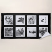 Monogram zwart-wit fotocollage strandlaken (Voorkant)