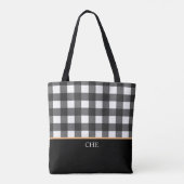 Monogram Zwart Wit Gecontroleerd Plak Tote Bag (Achterkant)