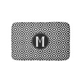 Monogram zwart-wit geometrisch diamantpatroon badmat (Voorkant)