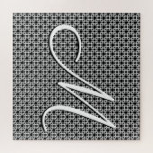 Monogram zwart-wit geometrisch Initiaal Legpuzzel (Horizontaal)