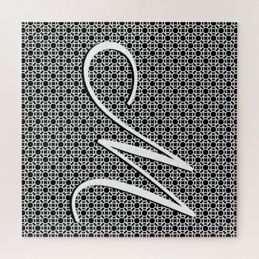 Monogram zwart-wit geometrisch Initiaal Legpuzzel (Horizontaal)