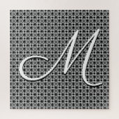 Monogram zwart-wit geometrisch Initiaal Legpuzzel (Verticaal)