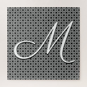Monogram zwart-wit geometrisch Initiaal Legpuzzel