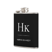 Monogram Zwart Wit Gepersonaliseerd Heupfles (Links)