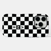Monogram zwart wit geruit patroon Case-Mate iPhone case (Achterkant (horizontaal))