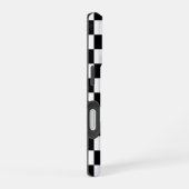 Monogram zwart wit geruit patroon iPhone 16 hoesje (Rechterkant)