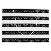 Monogram Zwart wit gestreept design Groot Cadeauzakje (Achterkant)