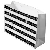Monogram Zwart wit gestreept design Groot Cadeauzakje (Achterkant Gekanteld)