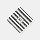 Monogram Zwart wit gestreept design Servet (Hoek)