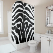 Monogram zwart-wit gestreept zebrapatroon douchegordijn (In situ)
