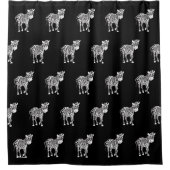 Monogram zwart-wit gestreept zebrapatroon douchegordijn (Voorkant)