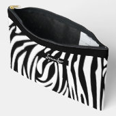 Monogram zwart-wit gestreept zebrapatroon etui (Open)