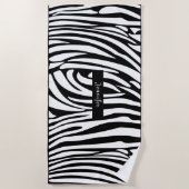 Monogram zwart-wit gestreept zebrapatroon strandlaken (Voorkant)
