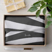 Monogram zwart-wit gestreept zebrapatroon tissuepapier (Geschenk)